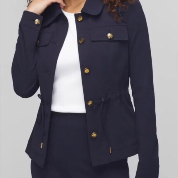 White House Black Market Dark Blue Jacket with Gold Buttons - Picture 1 of 8